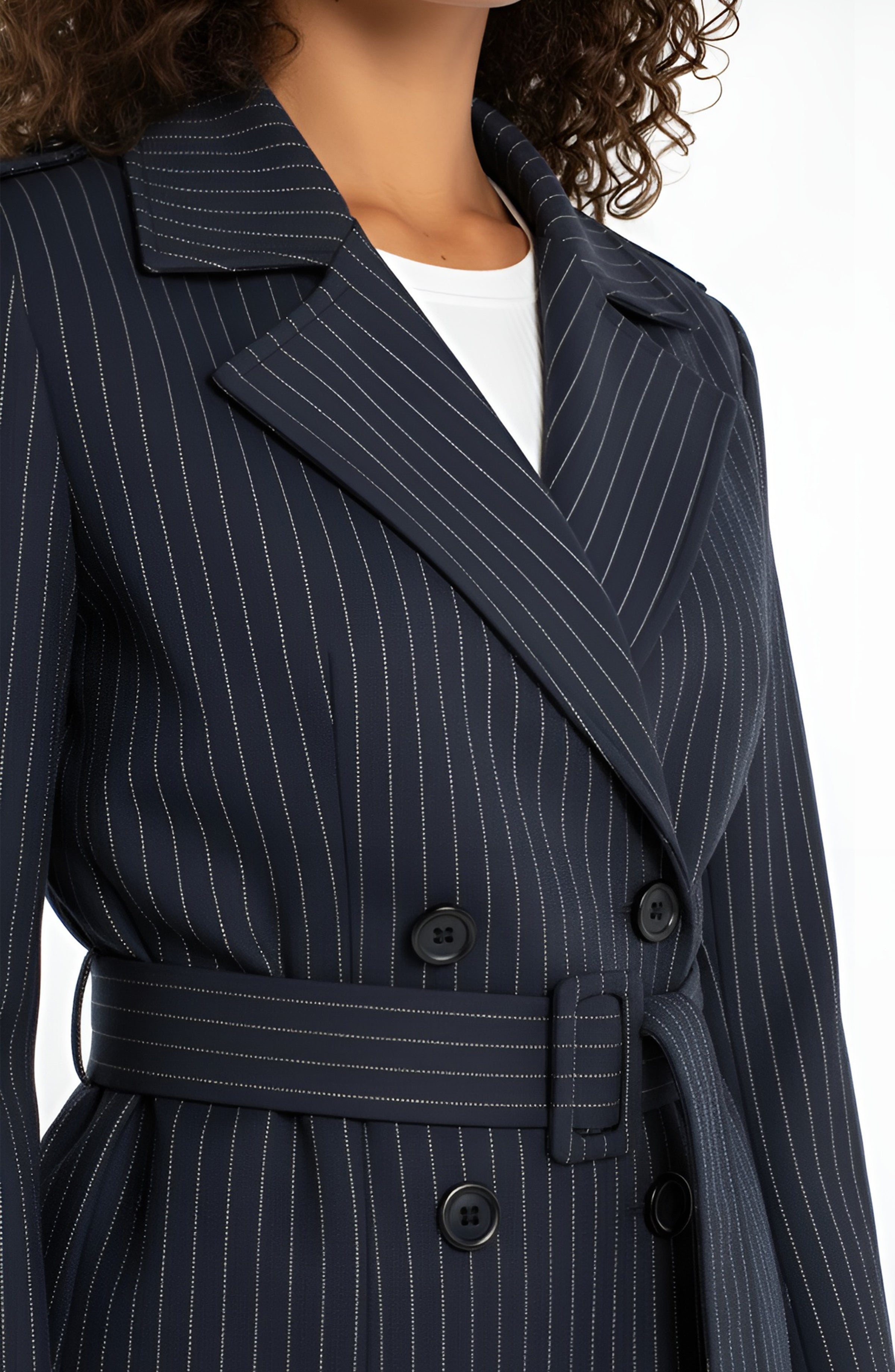 Cropped Trench Jacket Deep Midnight Stripe