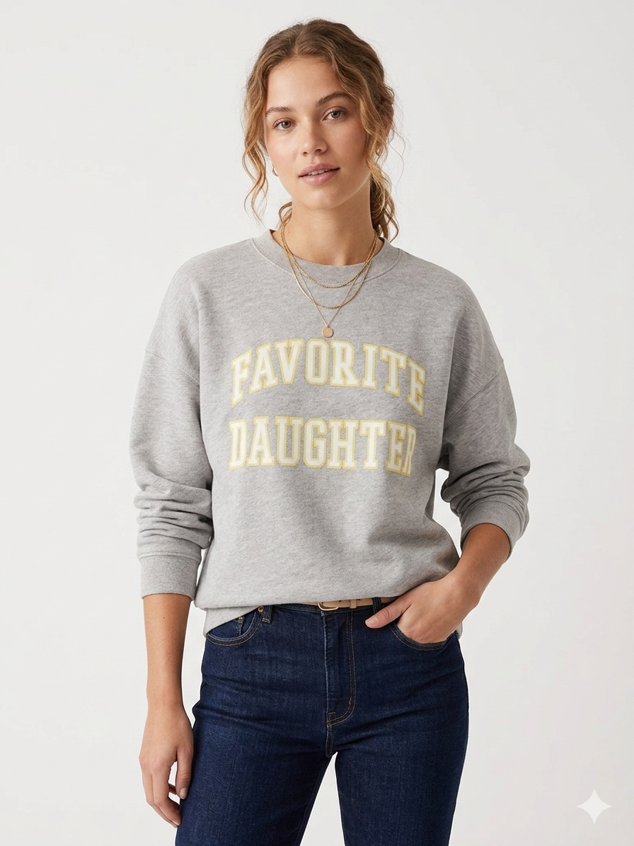 The Collegiate Favorite Daughter Sweatshirt Heather Grey + Golden