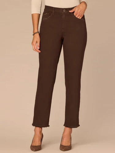 Ab Solution High Rise Slim Clean Hem Straight Pants Brown
