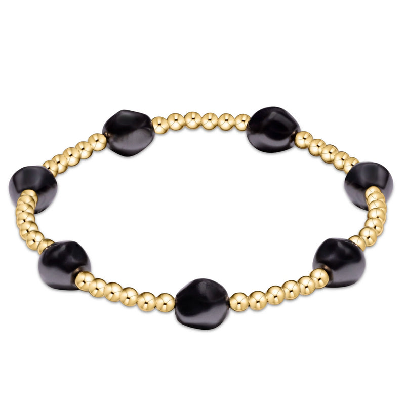 Admire Gold 3mm Bead Bracelet Pearl | Dark Grey