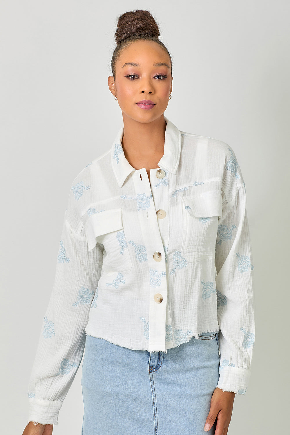 Double Gauze Embroidery Jacket Off White