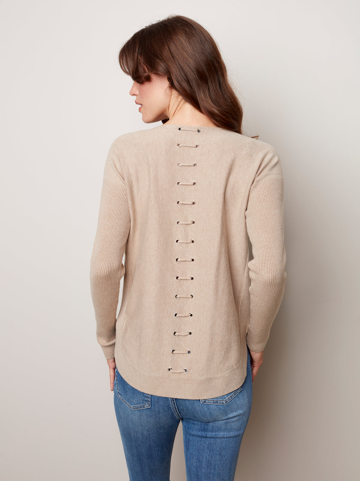 Rounded Hem Plushy Knit Solid Sweater Heather Chestnut