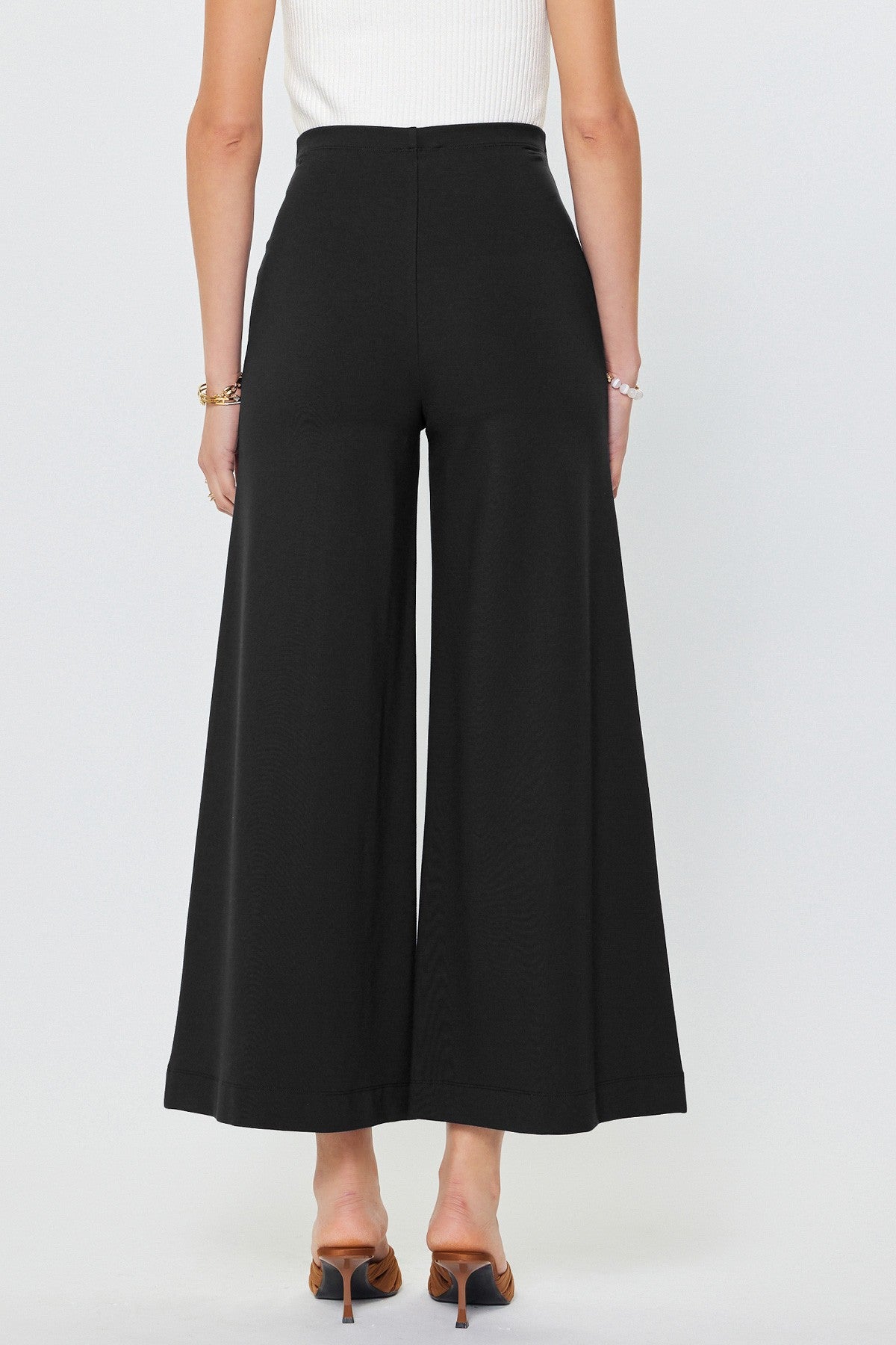 High Rise Ponte Flared Pants Black
