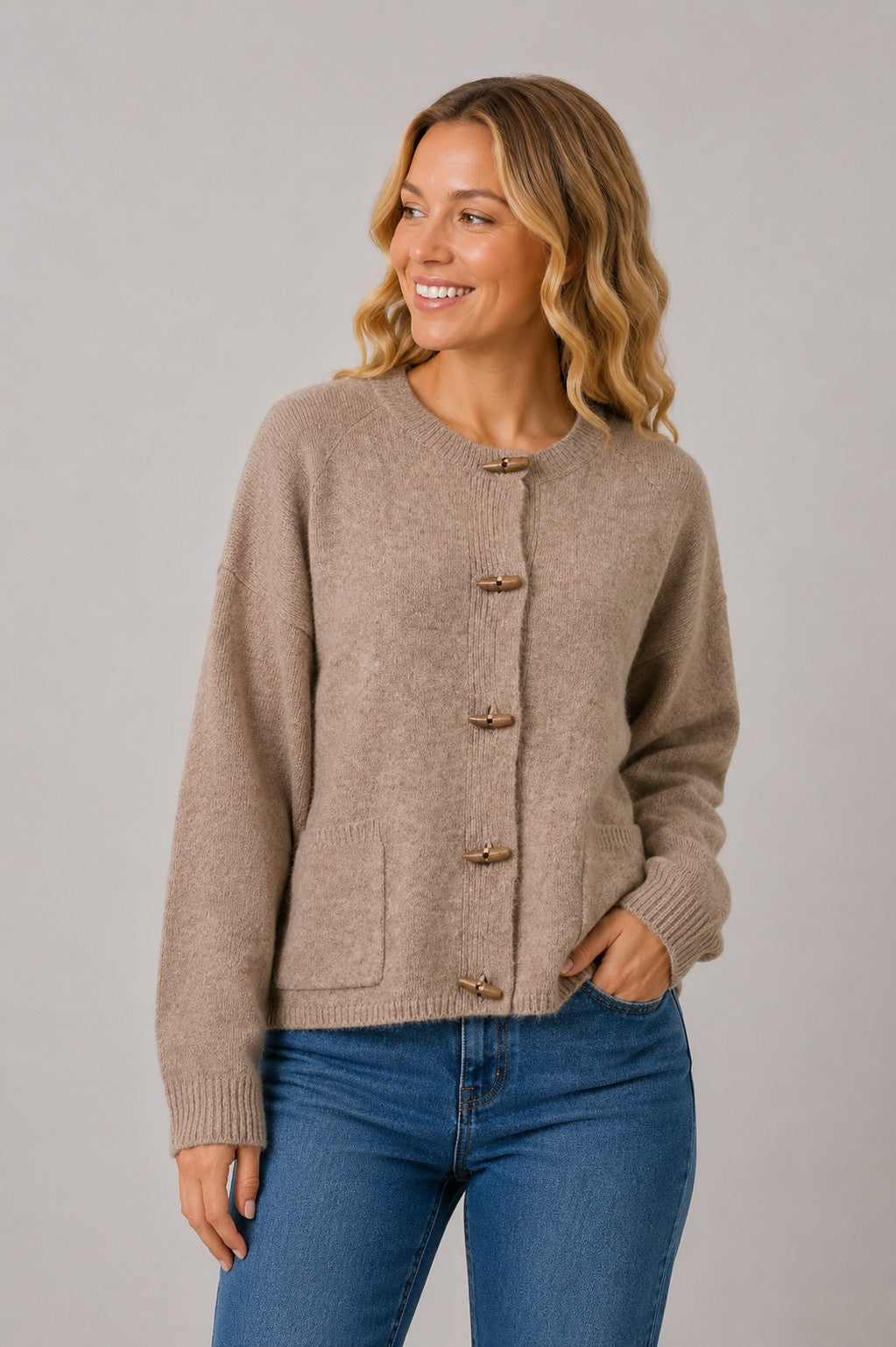 Toggle Button Sweater Cardigan Mocha