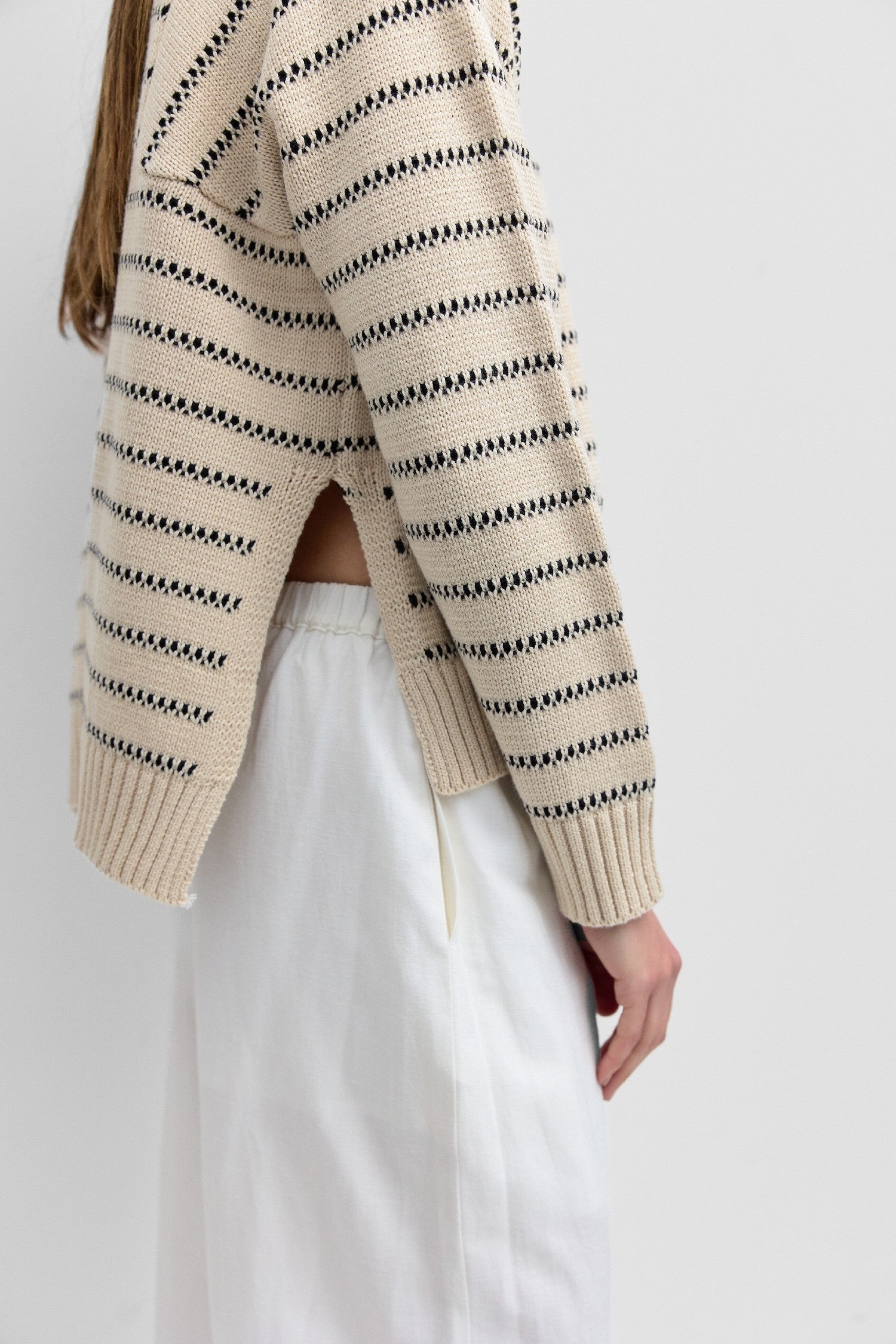 Xanthe Stripe Sweater Cream + Black