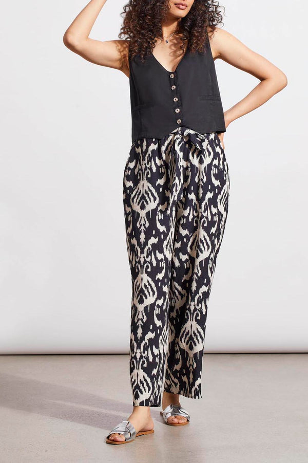 Printed Pull On Belted Pants French Oak