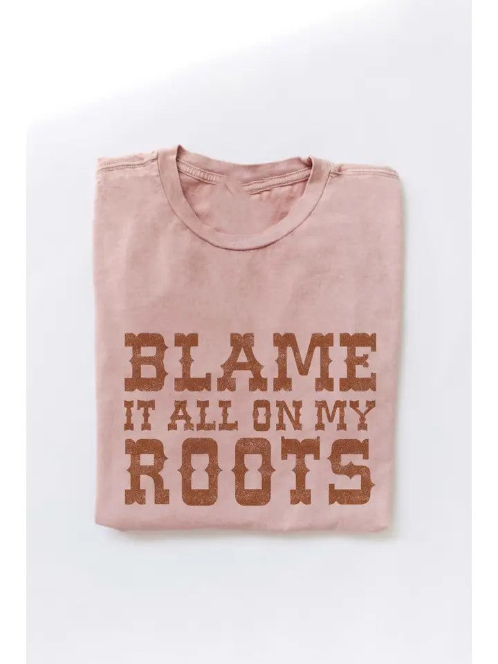 Blame It All On My Roots Mineral Washed Graphic Tee Soft Pink