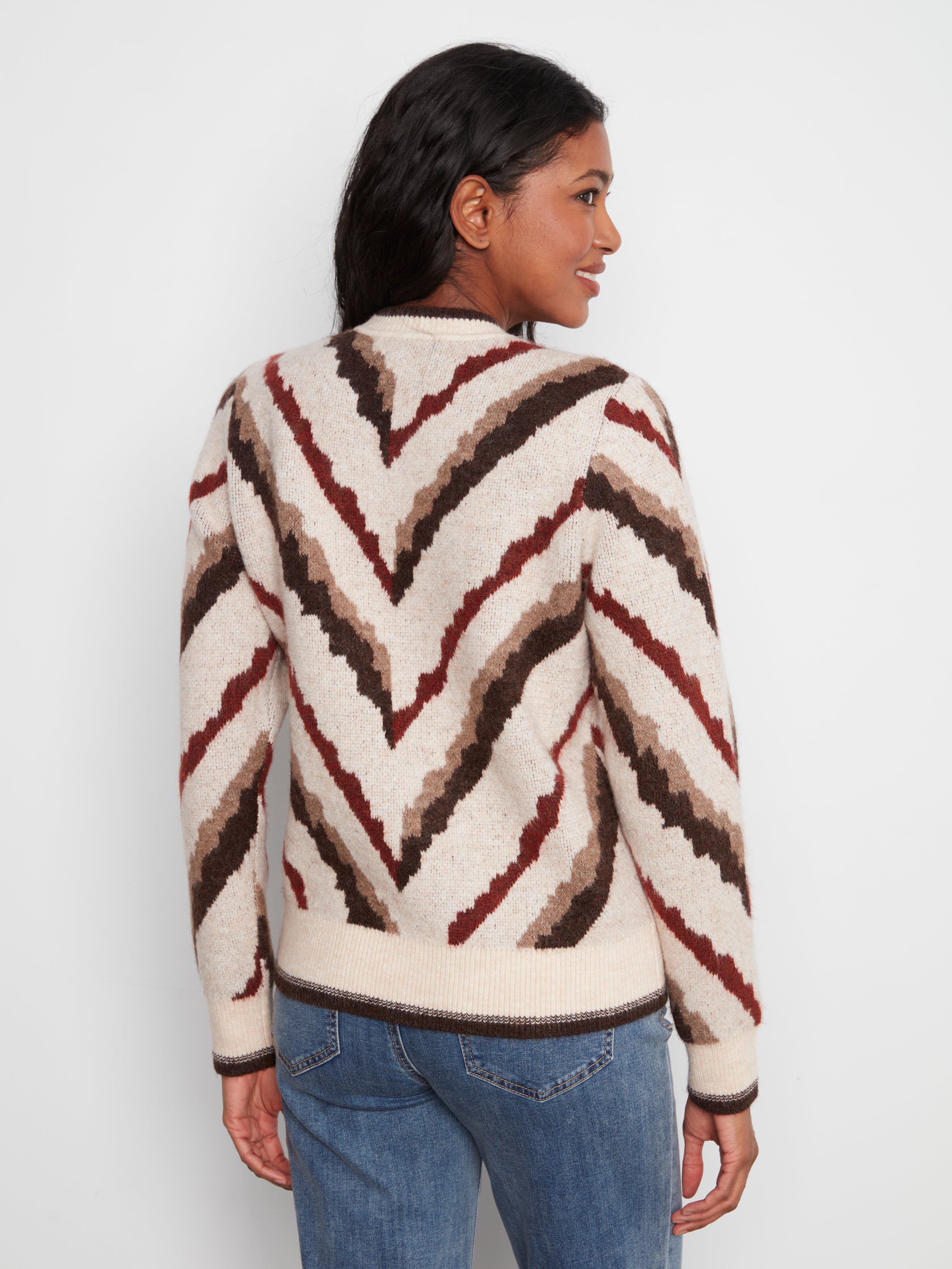 Diagonal Stripes Jacquard Sweater Heather Mushroom