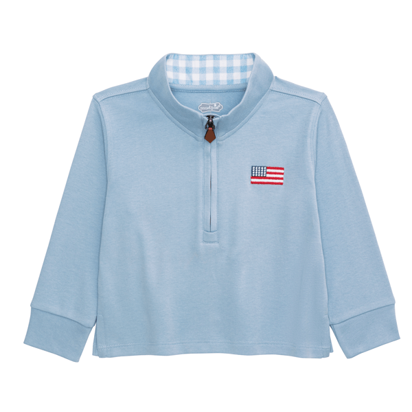 Youth Flag Quarter Zip Light Blue
