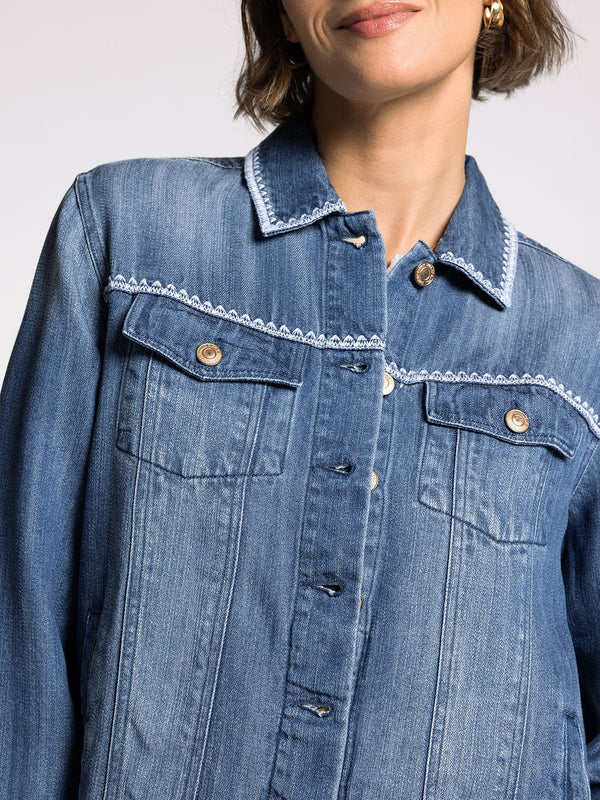 Jackie Embroidered Jacket Surf Blue Wash