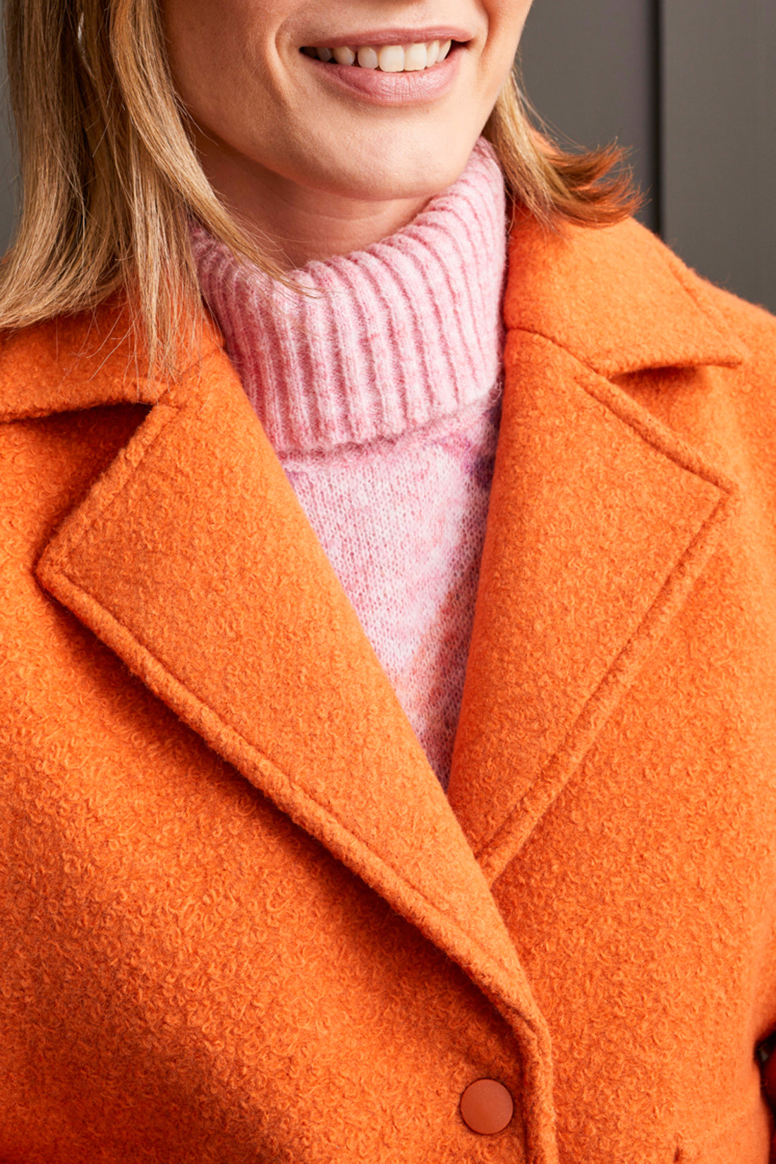 Boiled Wool Snap Button Peacoat Burnt Orange