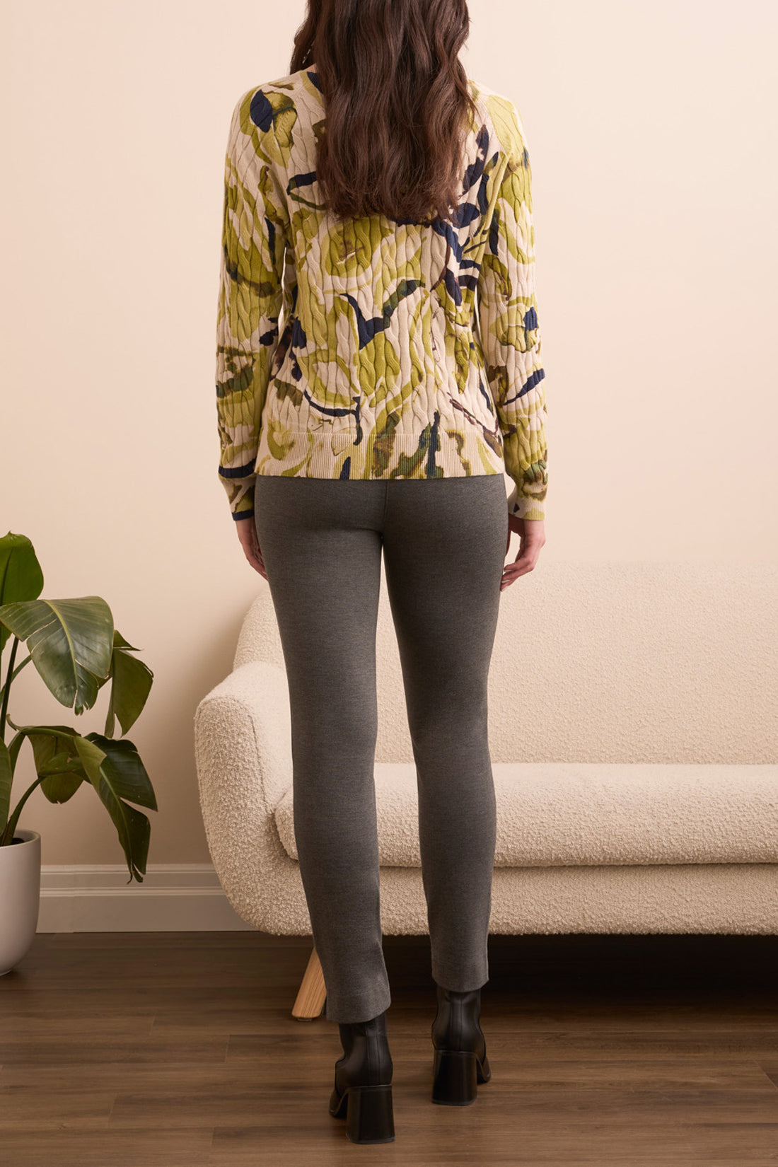 Crew Neck Printed Sweater Leek