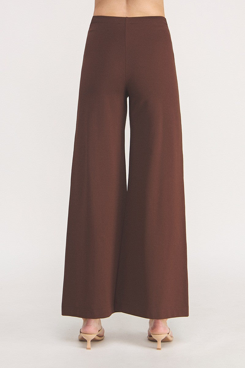 High Waist Contour Wide Leg Ponte Pants Mocha