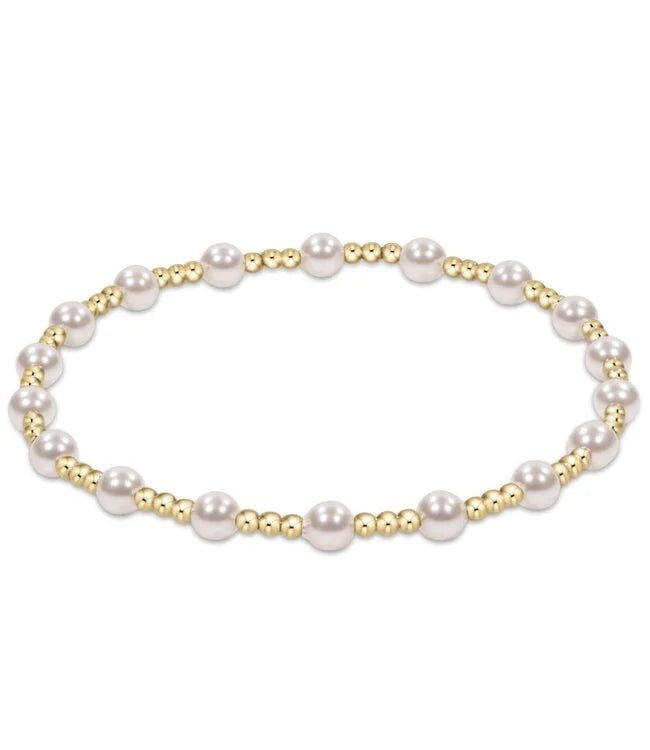 Classic Sincerity Pattern 4mm Bead Bracelet Pearl