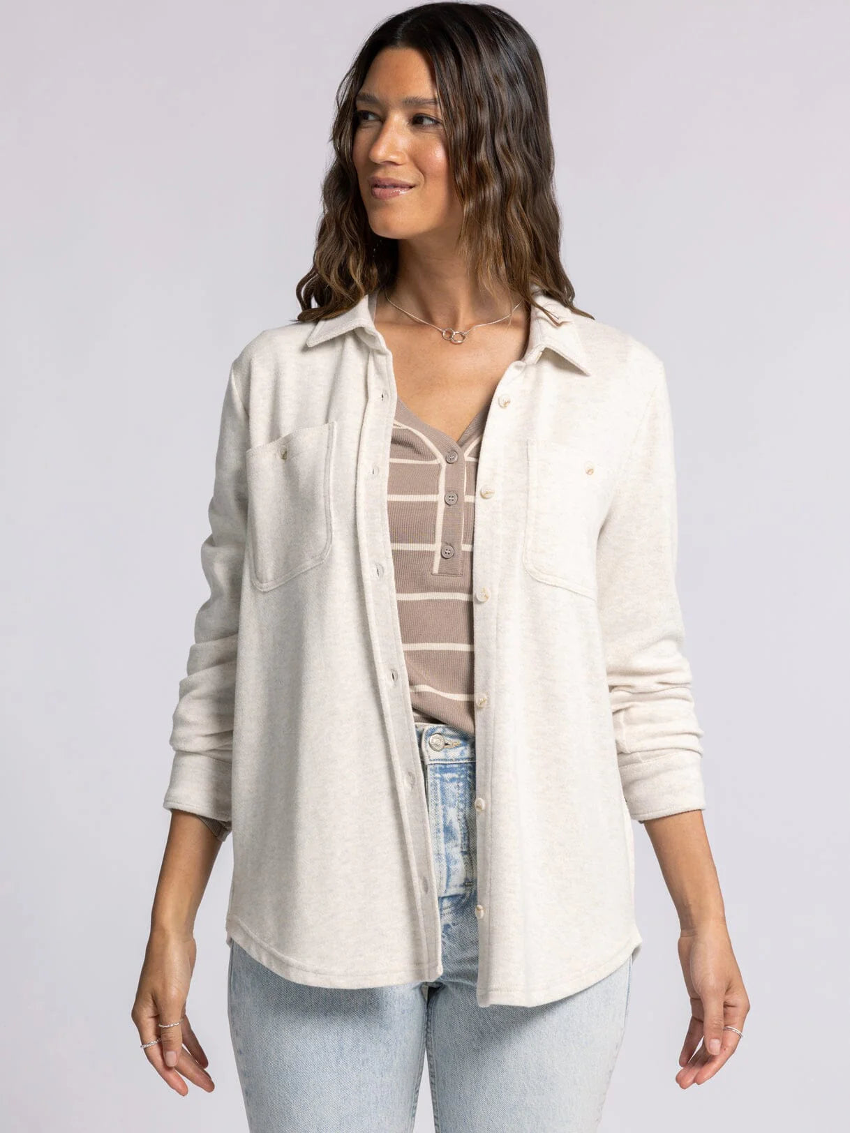 Lewis Button Up Shirt Heather Oatmeal