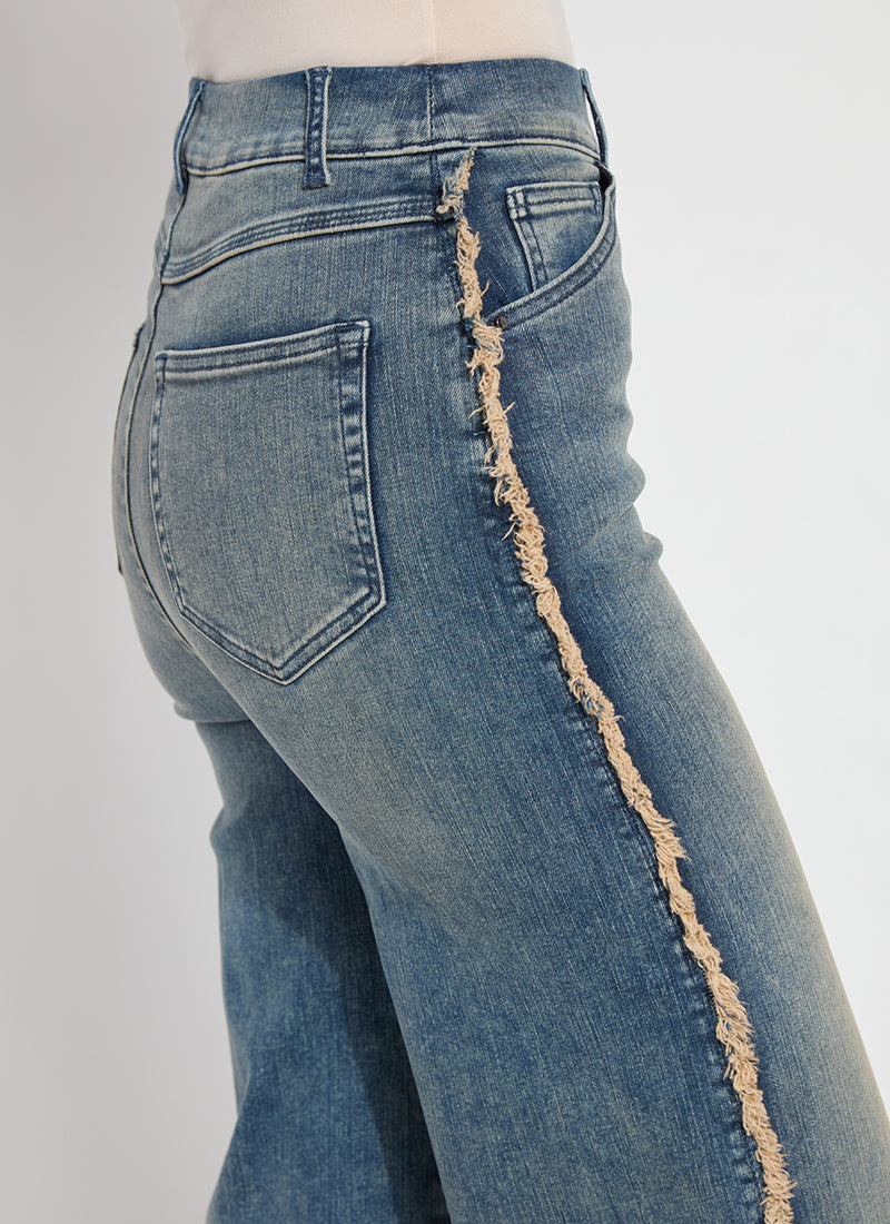Era High Rise Wide Leg Fray Piping Denim Pants Nutshell Dye Midwash