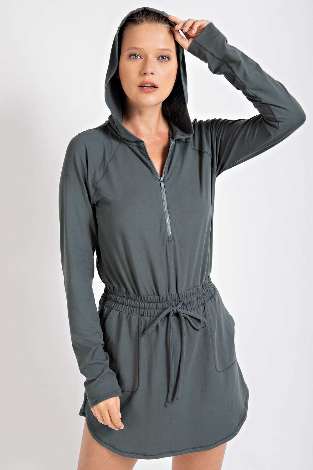 Butter 2 in 1 Long Sleeve Hoodie Romper Smoked Spruce