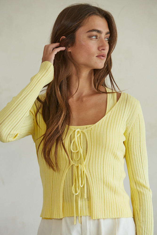 Maisie Tie Top Cardi Yellow