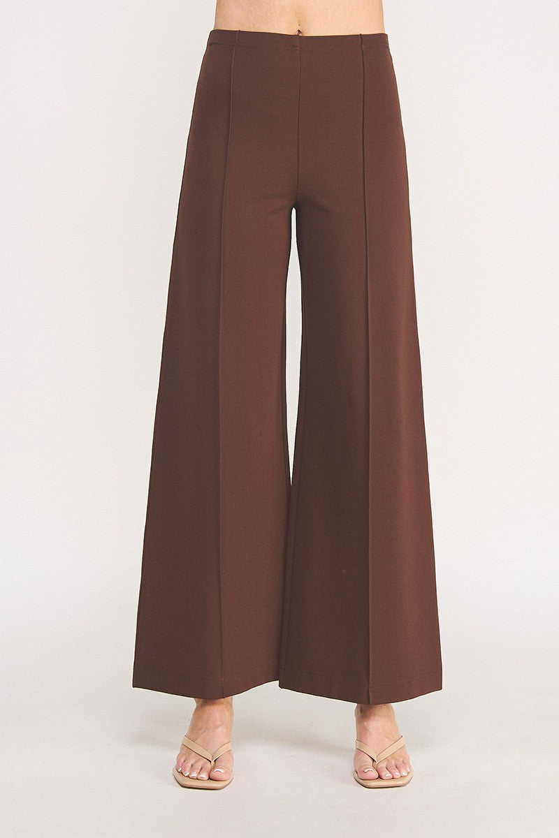 High Waist Contour Wide Leg Ponte Pants Mocha