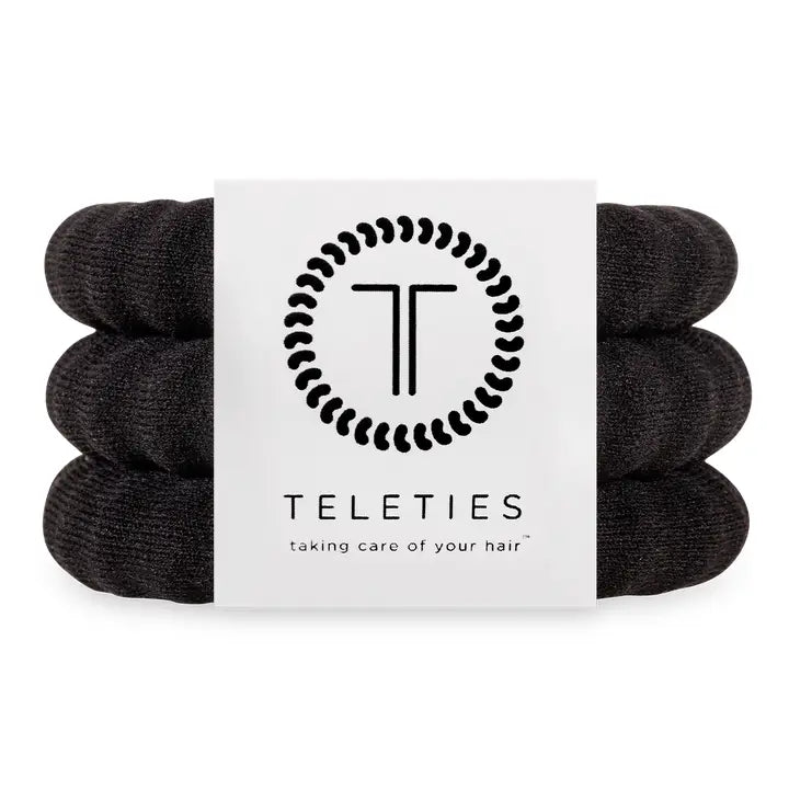 Teleties Nylon Large Hair Ties Jet Black