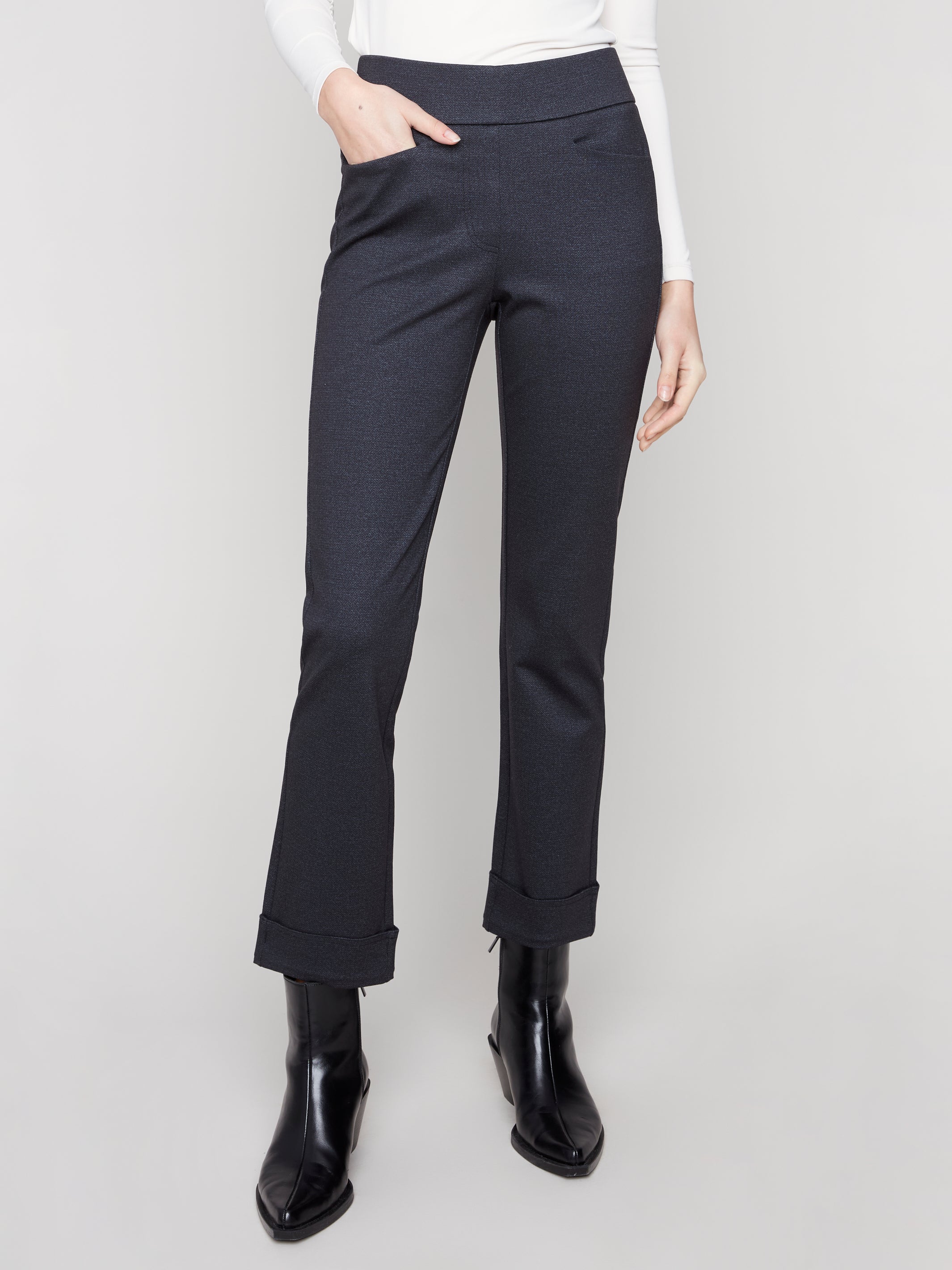 Printed PDR Rolled Cuff Pants Navy