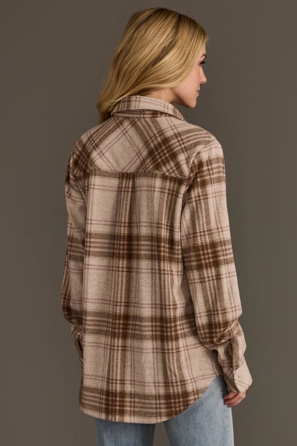Plaid Button Up Shirt Brown, Tan + Rose