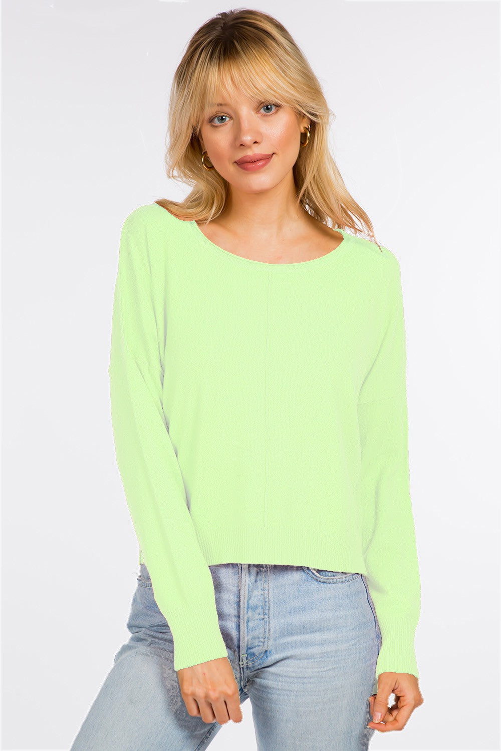 Center Seam Crew Neck Pullover Honeydew