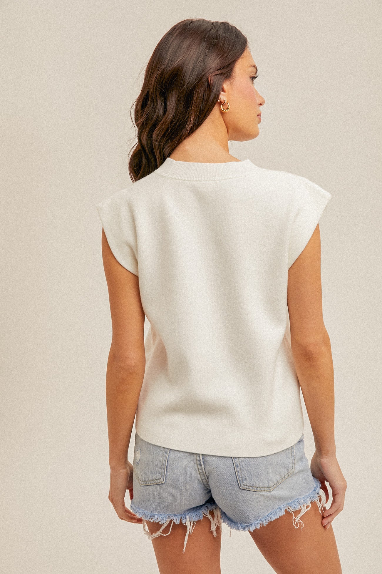 Muscle Crew Neck Sweater Tank Off White