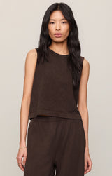 Sloane Crew Neck Jersey Muscle Tank Dark Chocolate