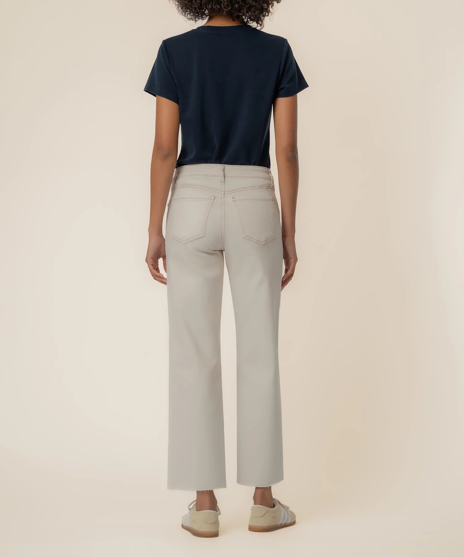 Charlotte Wide Leg Raw Hem Jeans Ecru