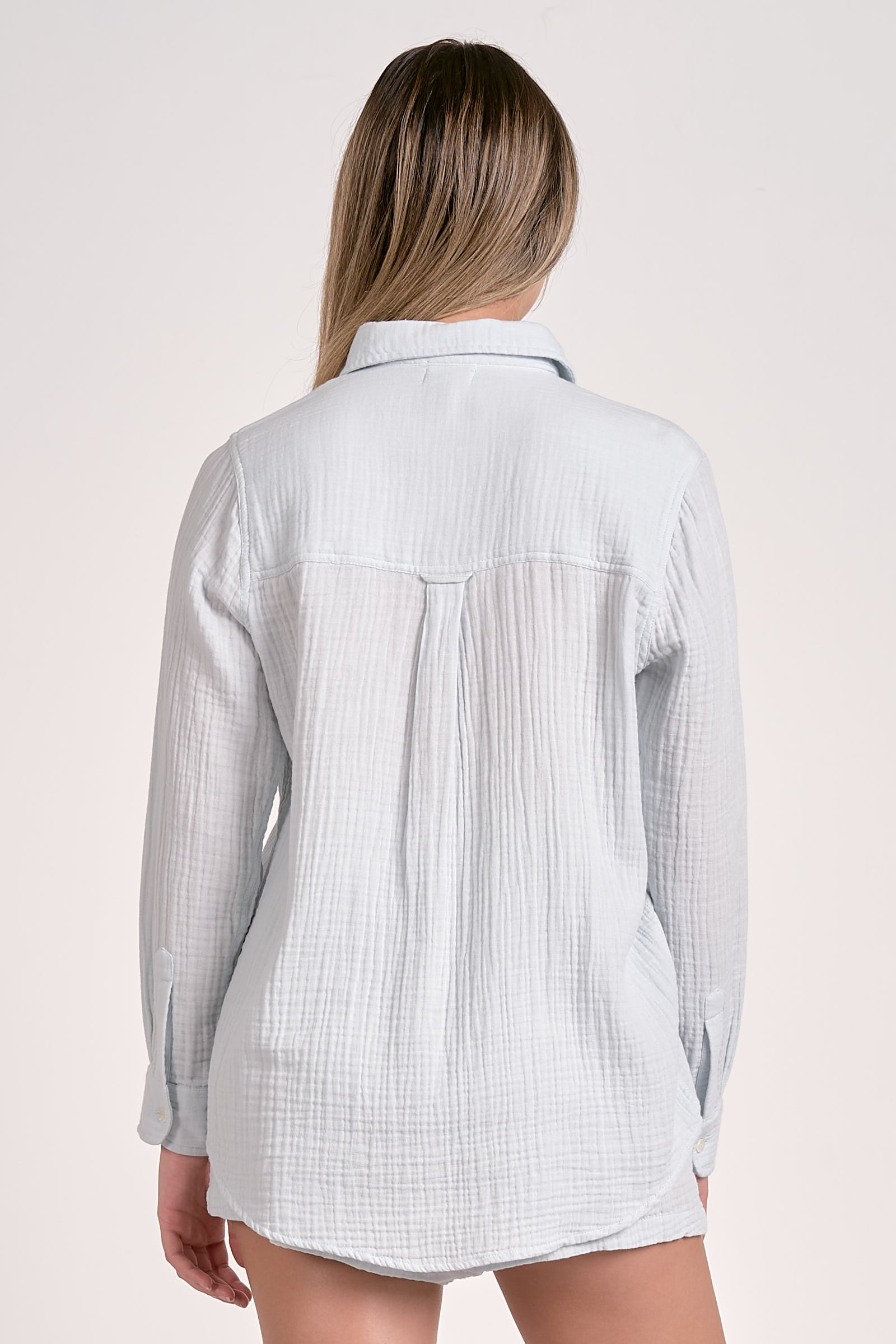 Gauze Button Down Shirt Light Blue