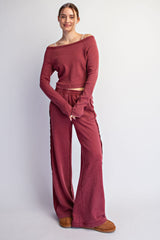 Billie French Terry Ribbed Set Crimson