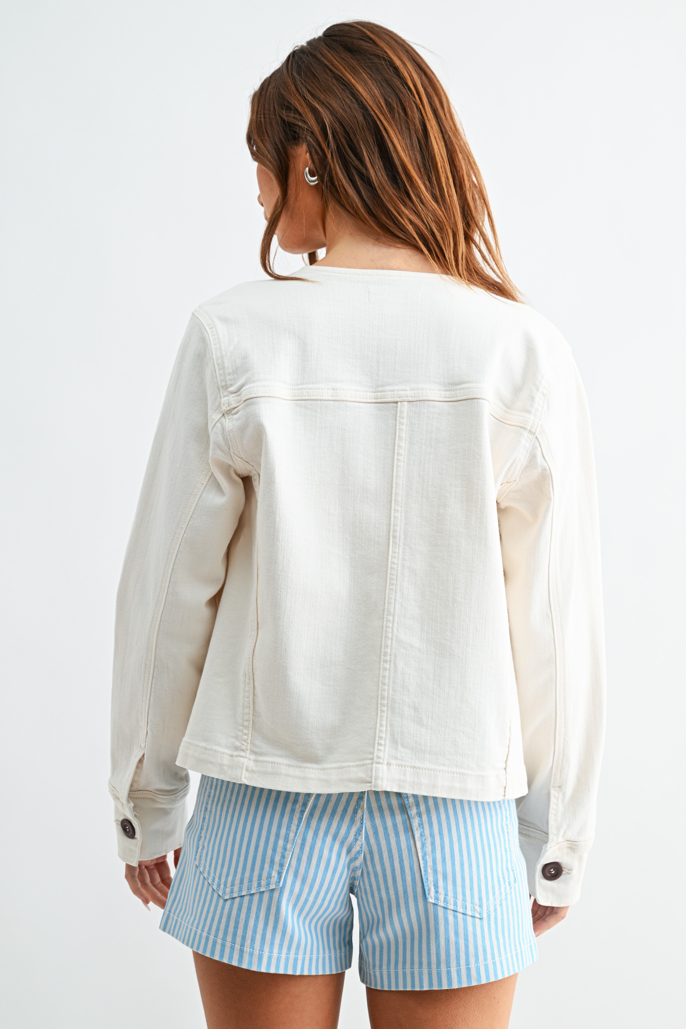 Collarless Barrel Jacket Off White