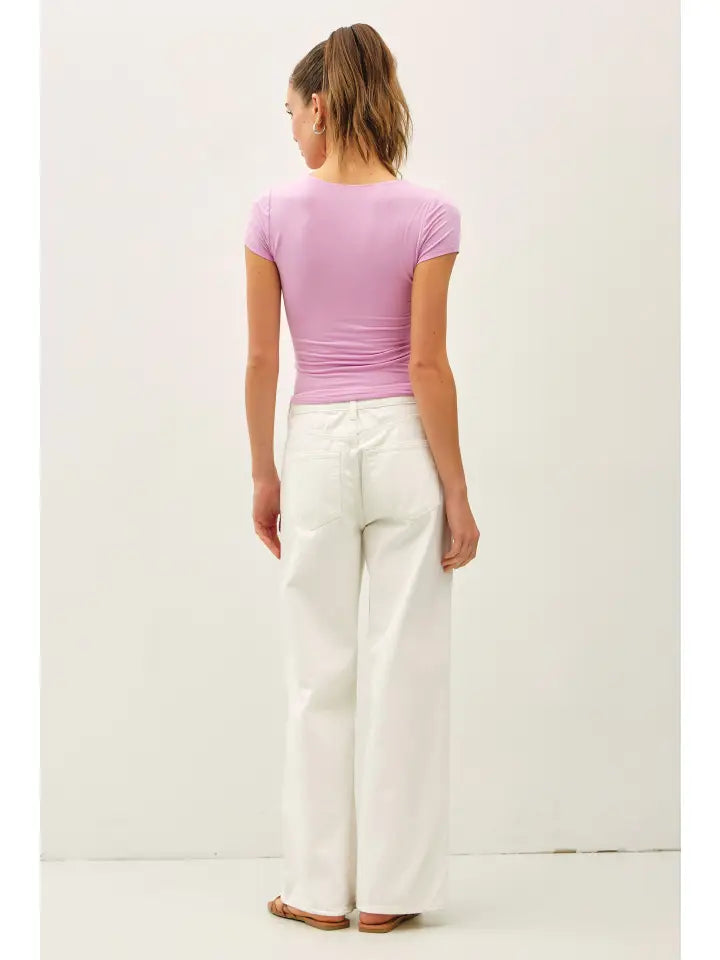 Square Neck Basic Tee Fondant Pink