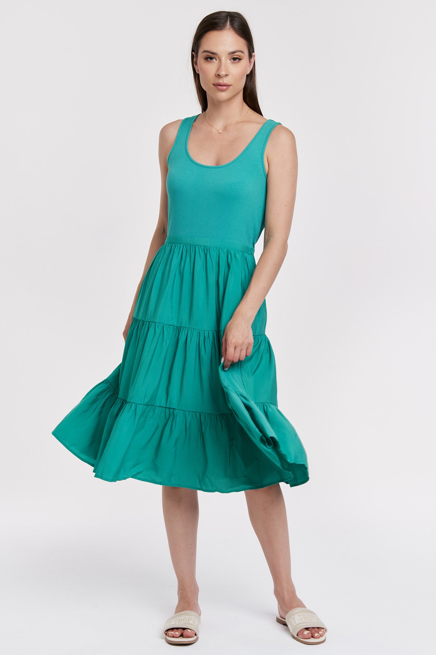 Portia Sleeveless Tiered Dress Meadow Teal
