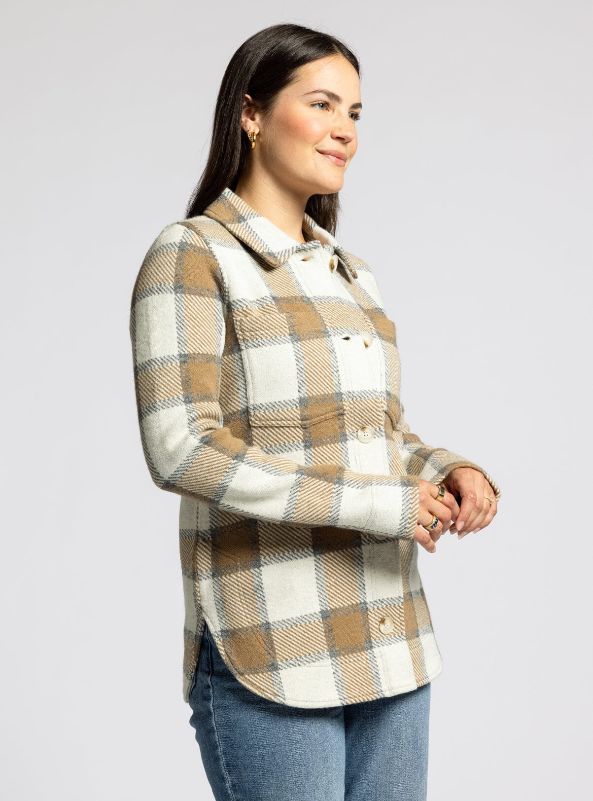 Leah Plaid Jacket Cream Grey Bronze