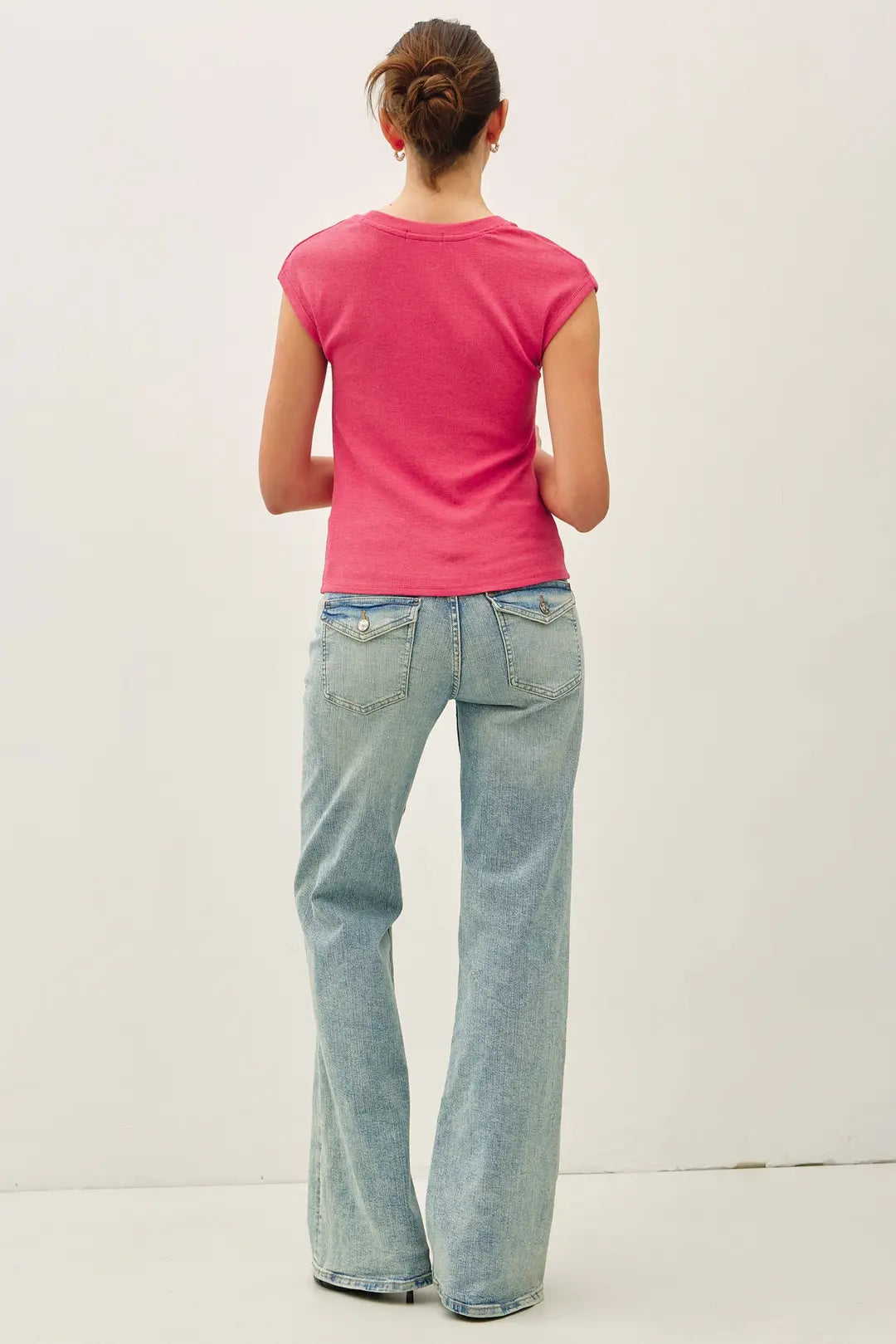 Ribbed Scoop Neck Cap Sleeve Modal Top Poppy