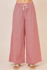 Pinstripe Wide Leg Pants Red