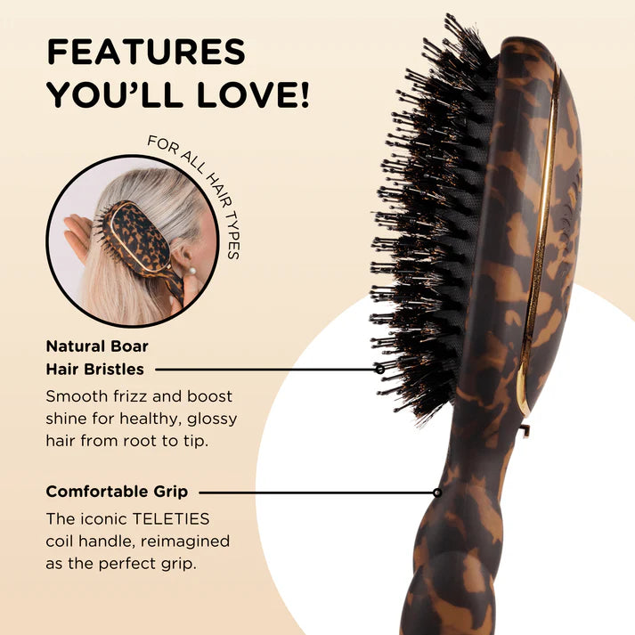 Teleties Hair Brush Tortoise Boar Bristle