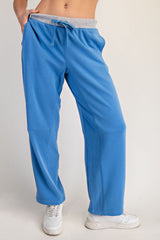 French Terry Playful Pants Aqua Splash + Heather Grey