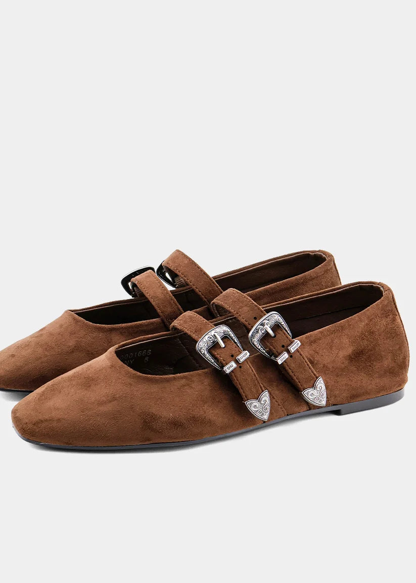 Albany Flats Brown Suede
