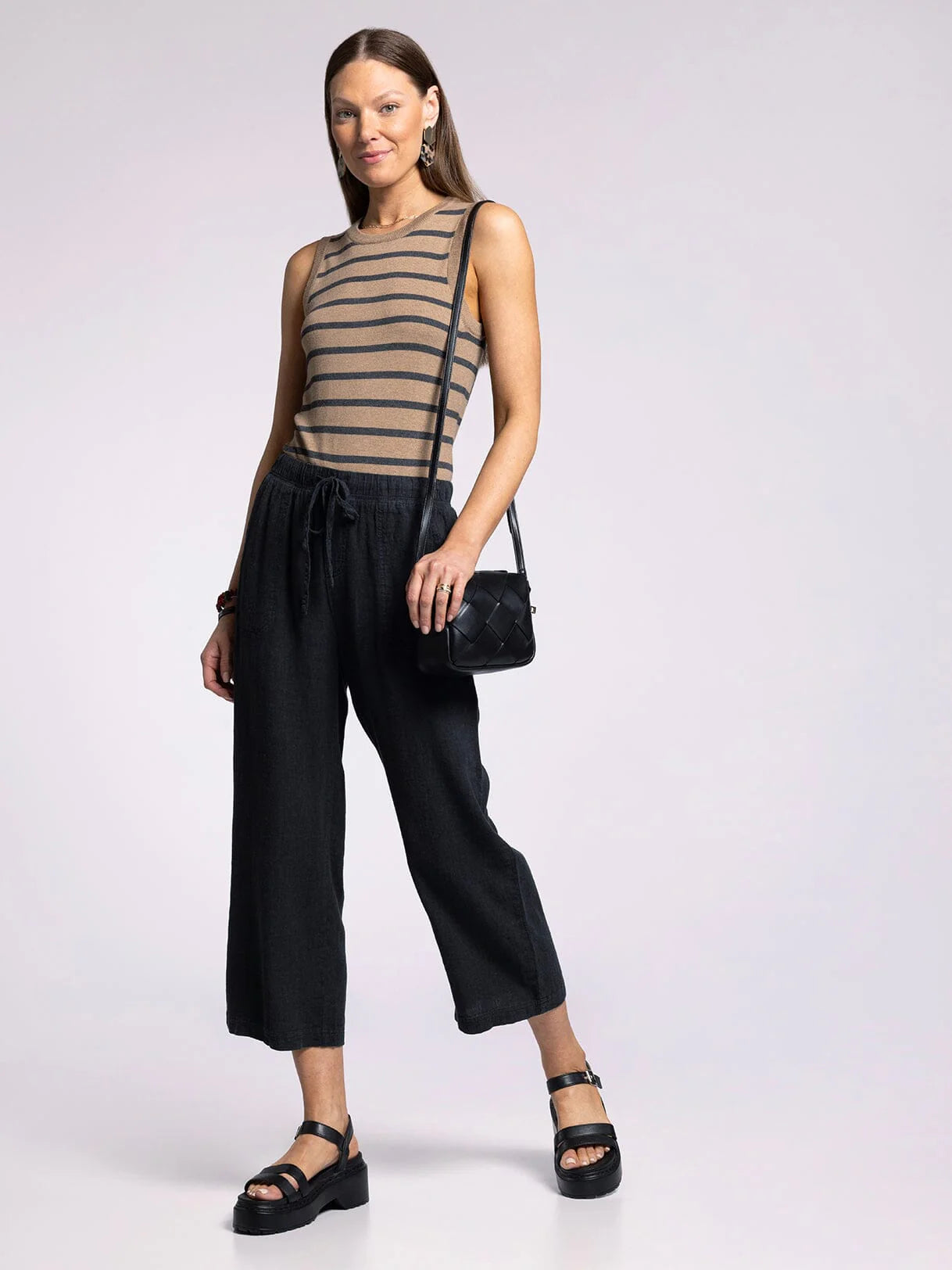Elsa Tank Tan + Charcoal