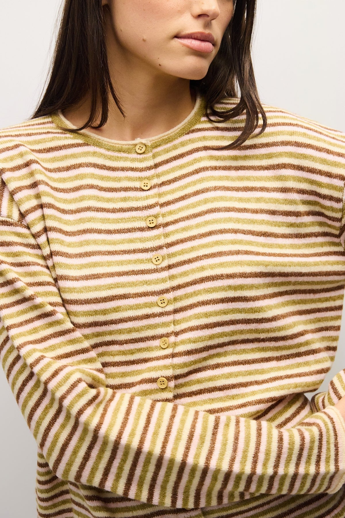 Cathy Striped Cardigan Chartreuse Multi