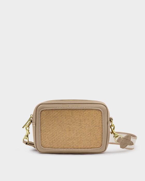Avery Raffia Small Crossbody Bag Light Taupe