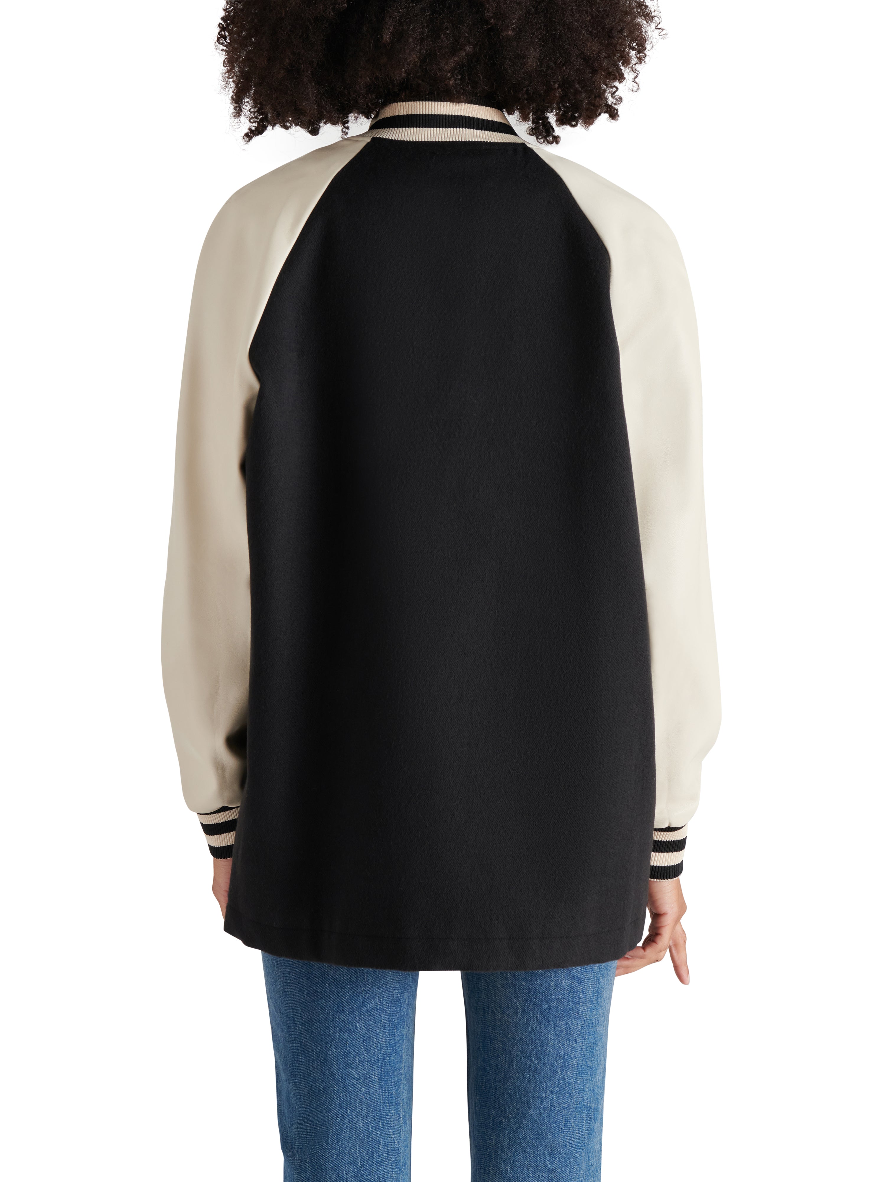 Skylie Brushed Twill Stadium Jacket Black