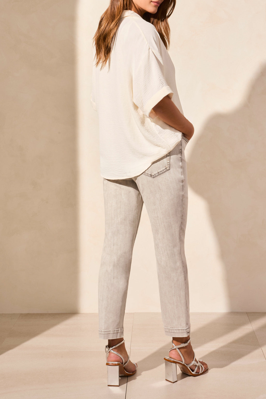 Flowy Popover Short Sleeve Shirt Coco Milk