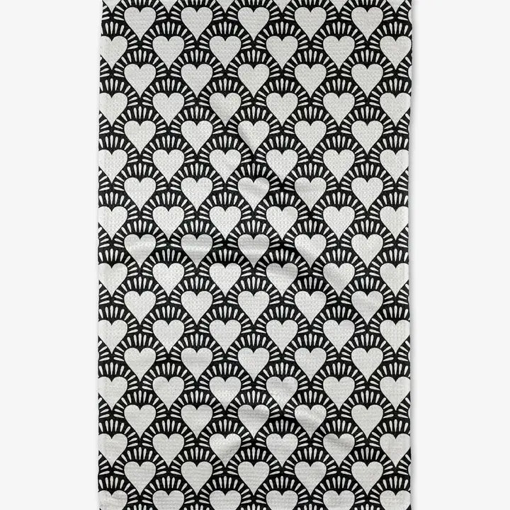 Geometry Tea Towel Heartthrob Onyx