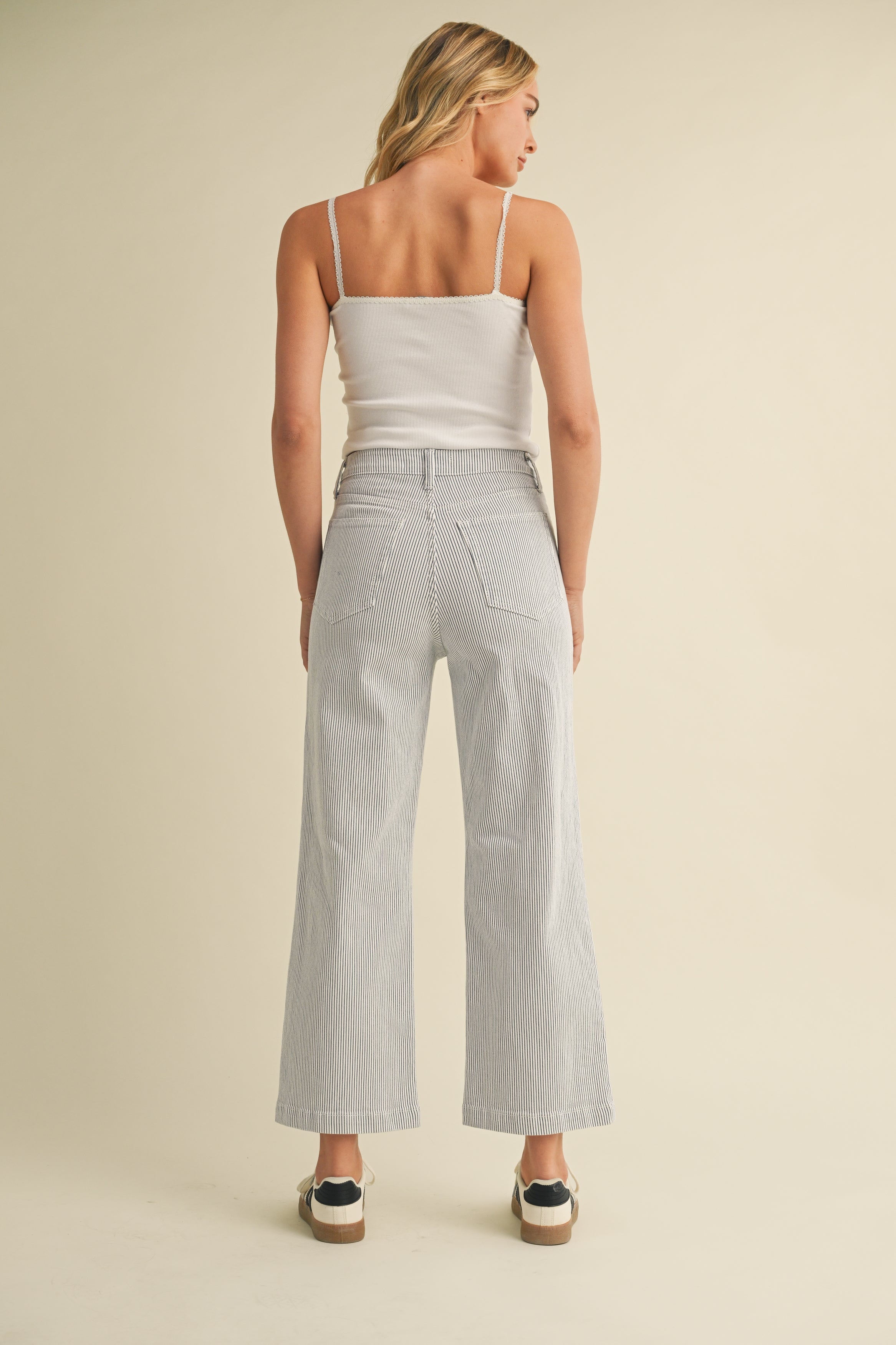 Patch Pocket Wide Leg Pants Stripe