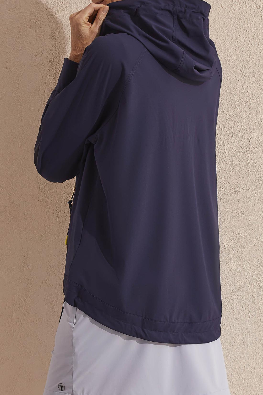 Contrast Zip Hooded Jacket Deep Blue