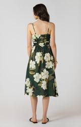 Printed Banded Scrunch Top Midi Dress Palm Blossom